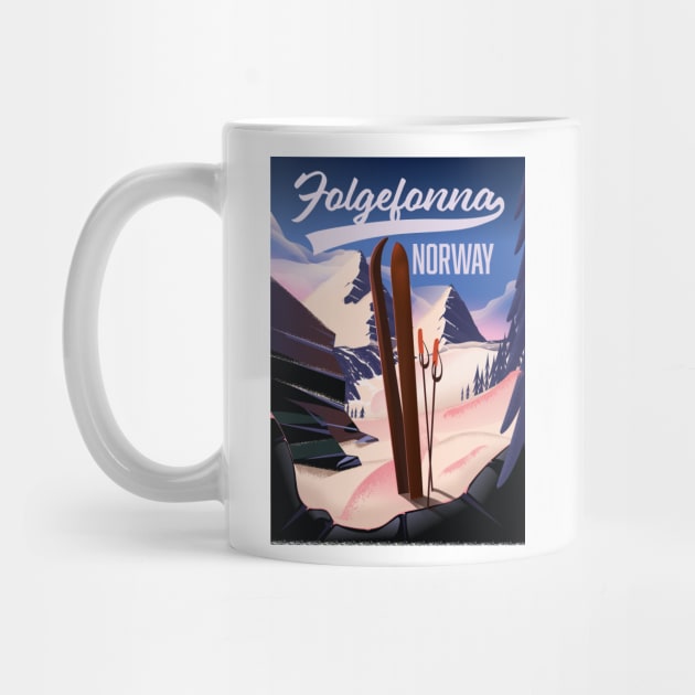 Folgefonna norway ski travel poster by nickemporium1